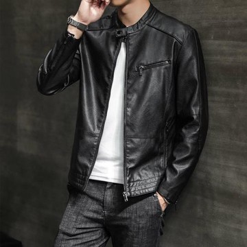 21秋冬男士休閑皮衣機車外套韓版修身潮流青年男式皮夾克加絨男裝