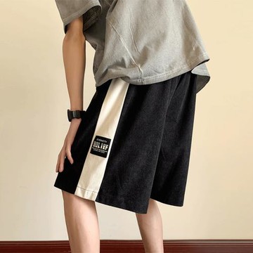 燈芯絨短褲男士夏季運動衛褲潮牌休閑褲衩寬松薄款美式五分褲子男