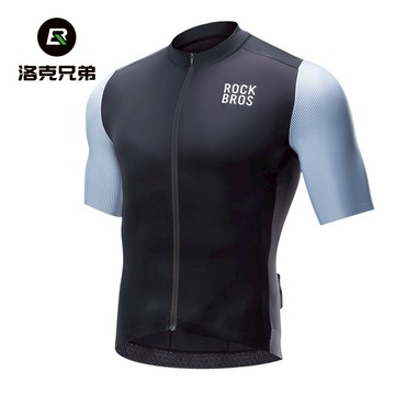 Rockbros 自行車短褲袖騎行服男士輕便透氣對比色騎行服 3 口袋防滑山地公路自行車騎行服