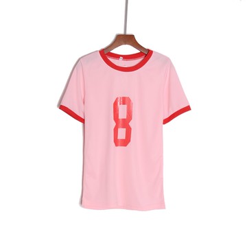 夏裝女短袖修身圓領數字印花文藝通勤簡約T恤衫上衣服