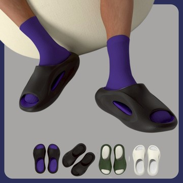 台灣公司貨 超厚5公分 踩屎感 軟Q  EVA  遊艇 拖鞋  拼色 流線  室外 戶外 防水 防滑  厚實