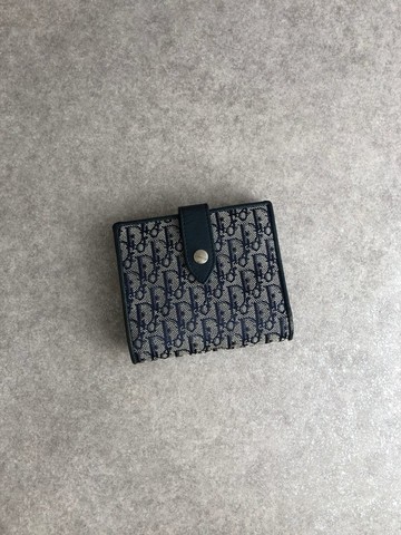【日本直送 名牌中古包】Christian Dior 克裡斯汀‧迪奧 緹花織物 錢包 海軍藍 緹花織物 兩摺錢包 pmj4fu