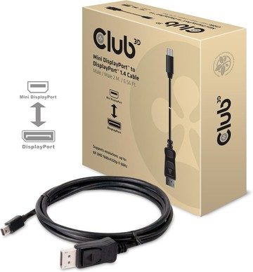 [5美國直購] Club 3D CAC-1115 Mini DP 轉 Displayport 1.4 線-2米 VESA認證 8K 60Hz 4K 144Hz 可雙向傳輸