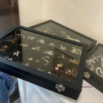 【臺灣出貨】2024家用首飾收納盒戒指耳釘耳環飾品展示盤大容量項鍊帶蓋透寶箱