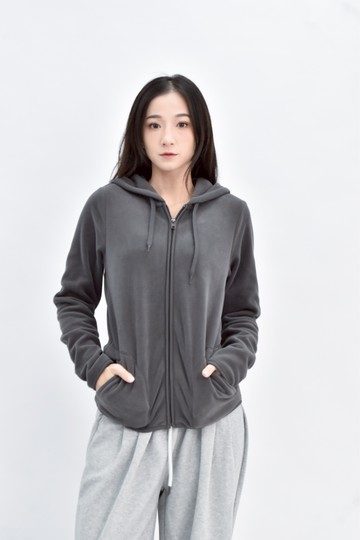 (M) lativ 灰色連帽短絨深外套