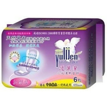 優麗潔小天使 天然草本衛生棉 特長夜用中凸鎖水量多 320mm (6片裝/包)天然草本弱酸抑菌清爽衛生棉