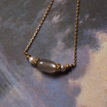 限量－古典貓眼光澤 調節黃銅項鏈 灰
