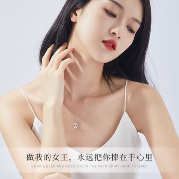 皇冠心形純銀項鏈女新款輕奢氣質感鎖骨鏈頸鏈簡約禮物送女友