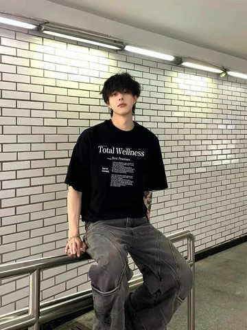 特大碼300斤歐美潮牌hiphop設計感短袖T恤男夏季重磅純棉半袖上衣