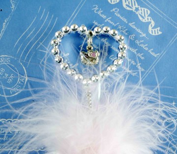 【震撼精品百貨】Hello Kitty 凱蒂貓~KITTY羽毛原子筆-KITTY心鑽造型-垂吊頭粉色