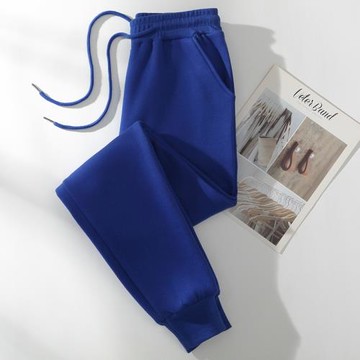 克萊因藍休閑褲寬松衛褲女薄款2025新款秋冬小個子運動加絨長褲子