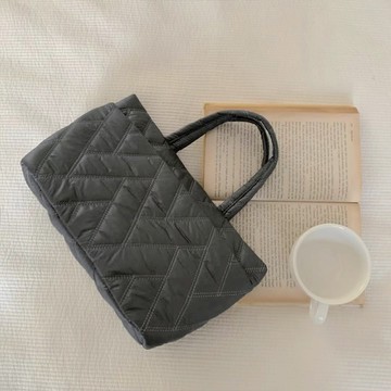 綿綿雲朵菱格兩用托特包 迷霧灰