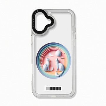 iPhone 16 Plus 殼 TRON iPhone 16 PLUS 可愛紙雕貓咪  載具 太空殼 透白款 手機殼