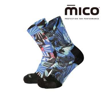 MICO 不對稱印花輕量中筒自行車襪 CA1340 / 962藍綠 (M-XL)