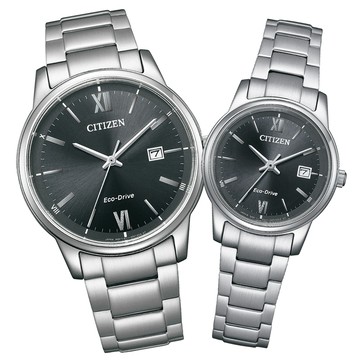 CITIZEN星辰 PAIR系列 光動能時尚對錶 (BM6978-77E+EW2318-73E)