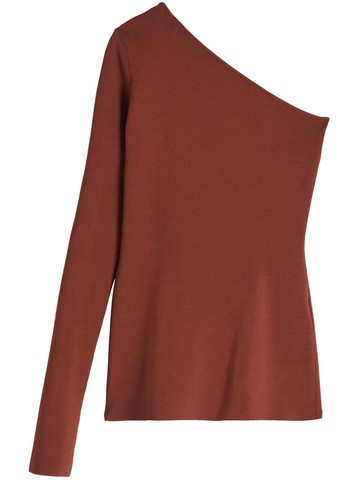 Victoria Beckham - single-sleeve bodycon top - women - Viscose/Polyester/Elastane - 16 - Brown