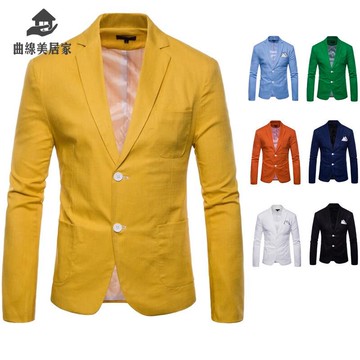 西服男2025春秋新款男士商務西裝 2粒扣 棉麻外套時尚小西裝男Q9/15