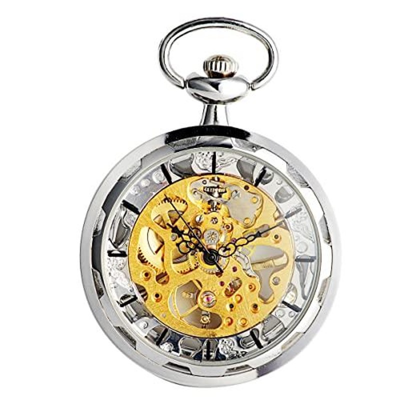 wenshida Pocket Watch Open face mechanical自動スケルトンメンズ