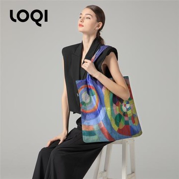 LOQI抽象幾何購物袋藝術家作品環保袋文藝單肩包折疊袋 圓形形式