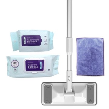 Catchmop 輕巧平板拖把居家4件超值組(1桿+1布+50乾巾+30濕巾)