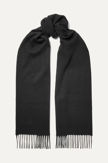 Johnstons of Elgin - Fringed Cashmere Scarf - Black - One size