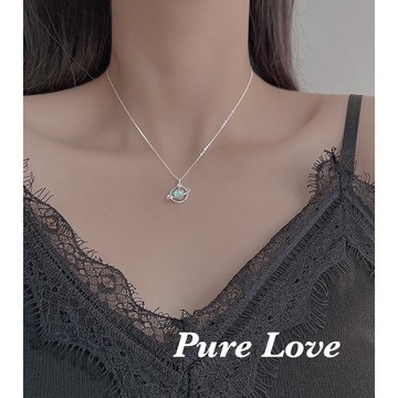 Pure Love樂芙 / 正韓 銀飾【S925純銀】N01134簡約通體純銀水晶星球鋯石鎖骨鏈 短項鏈 / 銀