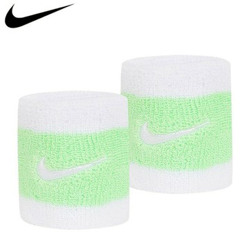 【NIKE耐吉】SWOOSH綠白色腕帶 復古風護腕 重訓健身舉重健力適用 吸濕排汗透氣 天秤座生日禮物 大學畢業禮物 百元禮品(N0001565117OS/PAC277117)