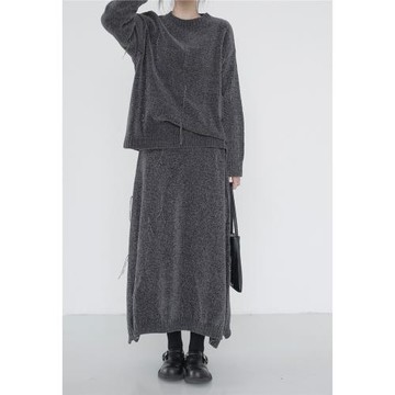 叁拾一 / 軟糯糯慵懶風針織流蘇套裝寬松休閑毛衣高腰顯瘦半身裙