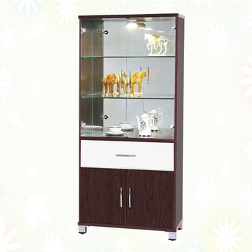 文創集 南亞塑鋼 桑尼多彩2.4尺四開門單抽屜高塑鋼展示櫃(二色可選)-71.4x40.8x161cm免組