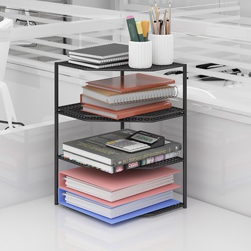 辦公桌置物架三角ins書桌收納多層桌面書架宿舍鐵藝轉角整理架子