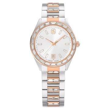 【Swarovski 施華洛世奇】Matrix date 手錶(瑞士製造 金屬手鏈 金色 金色潤飾) (5734663)