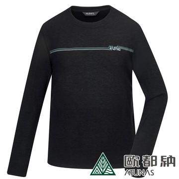 【ATUNAS 歐都納】男款經典保暖圓領衫A2TS2427M麻花黑灰
