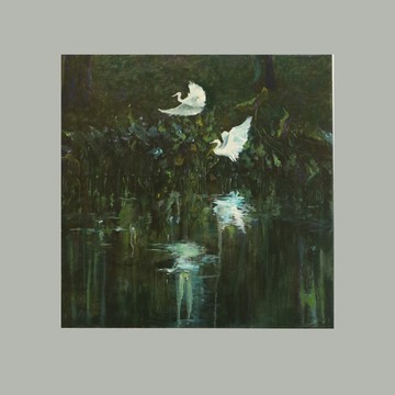 驚渡 油畫 池塘白鶴 作者親簽