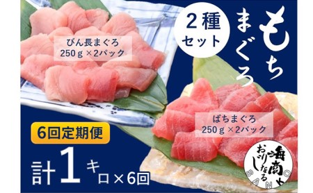 バチマグロ切落し×びん長マグロ中トロ切落し 合計1kg（各250g×2パック）×6回