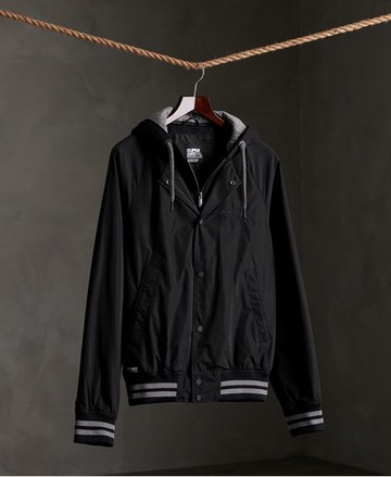 Superdry Men's Men's Hooded Varsity Bomber Jacket Black - Size: L