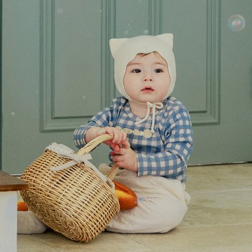 Little Tini｜格紋派派派派上衣 - 藍色