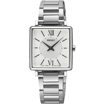 SEIKO 精工 CS系列經典羅馬方形腕錶/銀/25.1mm (4N30-00N0S/SWR111P1)
