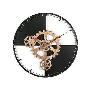 鐵製設計時鐘 等分圓齒輪 60cm 台製機芯 仿舊 鐵藝鐘 簡約