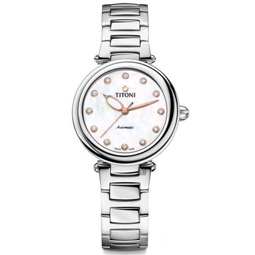 TITONI 梅花錶 炫美時尚之約械錶女錶-珍珠貝x銀/33.5mm 23978S-622