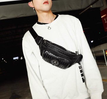 FINDSENSE X 韓國 男女 多功能 街頭潮流時尚鬼頭圖案 戶外運動胸包 單肩包 個性斜挎包 腰包