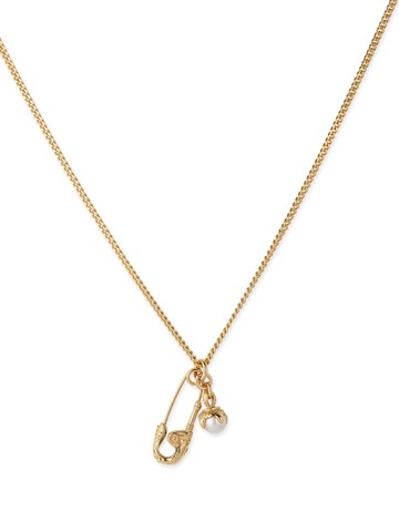 Emanuele Bicocchi - safety pin pearl-pendant necklace - unisex - Freshwater Pearl/24kt Gold Plated Sterling Silver - One Size