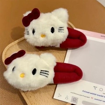 可愛髮夾🎀 可愛紅kt貓掰掰夾發圈毛絨HelloKitty蝴蝶結發夾少女BB夾劉海洗臉