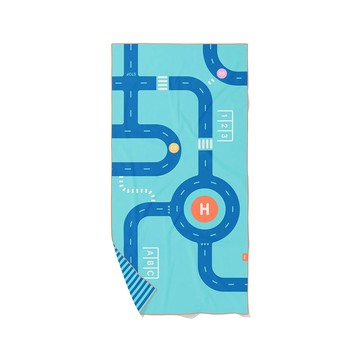 比利時 QUUT - 多功能超吸力浴巾-道路遊戲(M,140x70cm)
