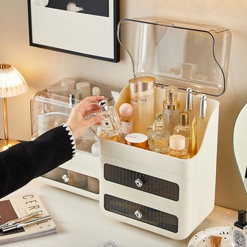 新品上市 化妝品收納盒桌面防塵梳妝臺置物架抽屜式口紅化妝刷護膚品收納箱 幸福驛站