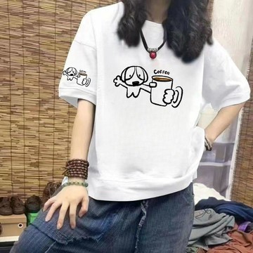 【台灣现貨】100%純棉短袖 夏天上衣 情侶款T恤 女生上衣 純棉短袖 卡通上衣短袖 印花T恤 遮肉上衣 短t 日系短袖