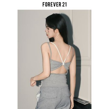 Forever 21假兩件修身美背小吊帶女春休閑灰色帶胸墊打底背心上衣