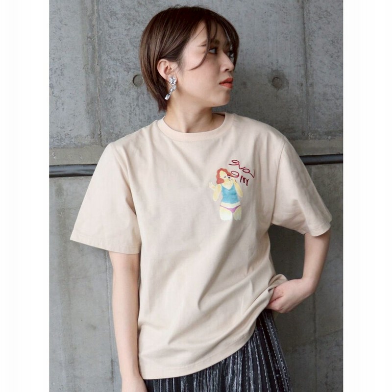 Murua Murua Nari Little Funny Face Love Me Tシャツ ベージュ 通販 Lineポイント最大1 0 Get Lineショッピング