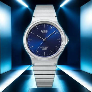 CASIO 卡西歐 經典指針不鏽鋼錶帶手錶 學生錶 考試錶 女錶 七夕寵愛季 送禮推薦-藍x銀 MQ-24DA-2A