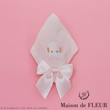 Maison de FLEUR 三麗鷗聯名-小麥粉精靈刺繡蝴蝶結緞帶方形手帕(08000561000)