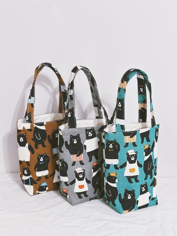 飲料提袋 環保提袋 黑熊三色